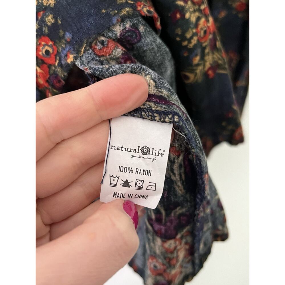 Natural Life Floral Rowan Blouse Size XL Boho Casual Flowy - Picture 3 of 5